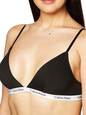 Calvin Klein Black Triangle Bralette with White Logo Band